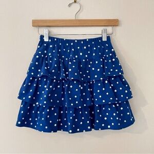 HANNA ANDERSSON EUC/LN Cobalt Blue Elastic Waist Polka Dot Tiered Ruffle Skirt